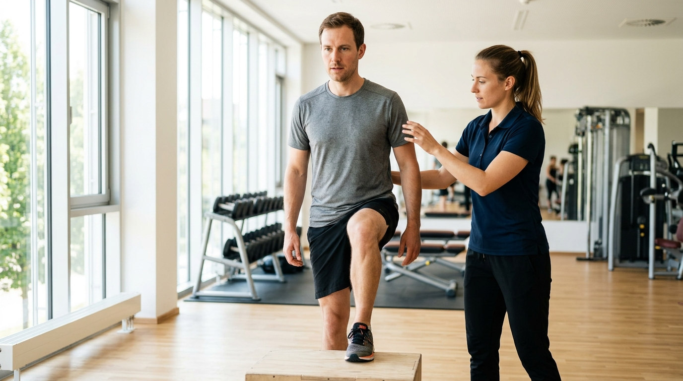Физиотерапевт помогает пациенту восстановить физическую форму при амфетаминовой детоксикации